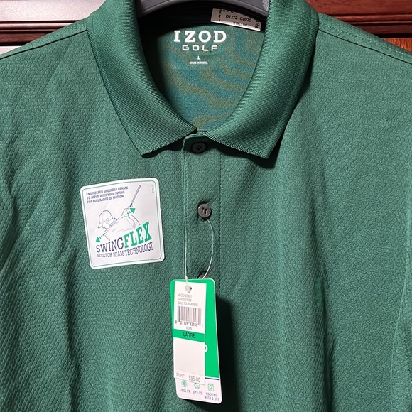 Brand New Izod Green Golf Long Sleeve Polo Stretch Seam Technology Swing Flex! - Picture 2 of 8